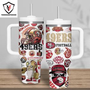 Personalized San Francisco 49ers Football Tumbler With Handle And Straw