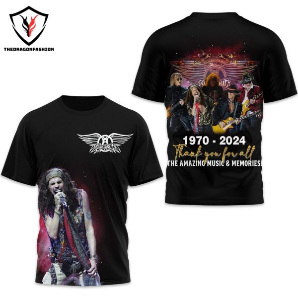 1970-2024 Thank You For All The Amazing Music & Memories Aerosmith 3D T-Shirt