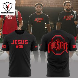 Jesus Won Black Ohio State Cap – Red