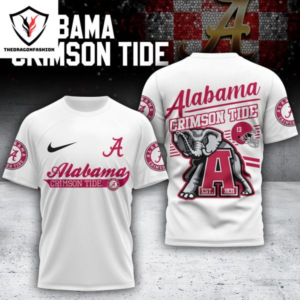 2024 Alabama Crimson Tide Est 1831 3D T-Shirt – White