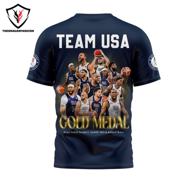 2024 USA Men Basketball Champions Five Straight Olympic Gold Design 3D T-Shirt