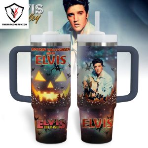 Rockin Halloween With Elvis Presley The King Tumbler With Handle And Straw