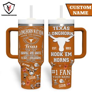 Texas Longhorns Hook Em Horns Tumbler With Handle And Straw