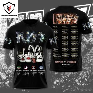 KISS Band – End Of The Road World Tour Siganture 3D T-Shirt