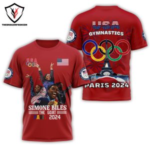 Simone Biles The Goat Paris 2024 Gymnastics 3D T-Shirt – Black