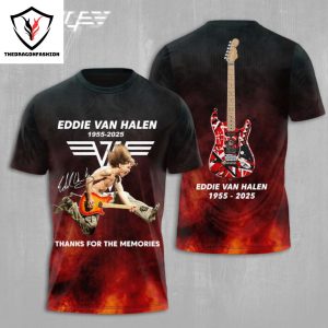 Eddie Van Halen 1955-2025 Signature Thank You For The Memories Design 3D T-Shirt