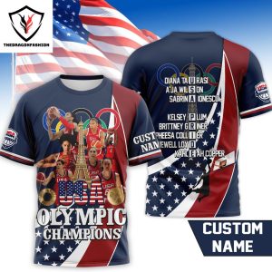 USA Women Basketball Olympic Champions Design 3D T-Shirt