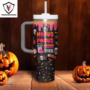 Hocus Pocus Dunkin Donuts To Focus Tumbler With Handle And Straw