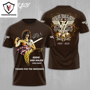 Eddie Van Halen 1955-2025 Signature Thank You For The Memories Design 3D T-Shirt