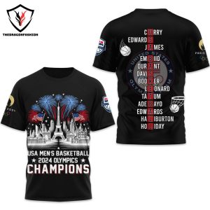 USA Men Basketball 2024 Olympic Champions Design 3D T-Shirt