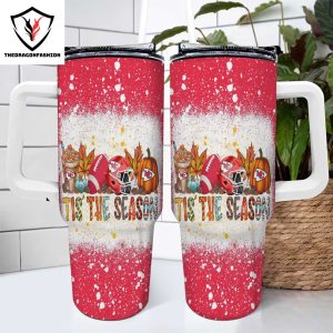 Personalized Kansas City Chiefs Football Tumbler With Handle And Straw