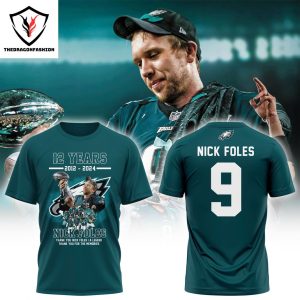 12 Years 2012-2024 Thank You Nick Foles Philadelphia Eagles 3D T-Shirt