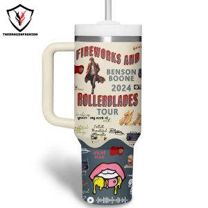 Fireworks And Benson Boone 2024 Rollerblades Tour Tumbler With Handle And Straw