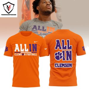 All In Clemson Tigers Football 3D T-Shirt – White