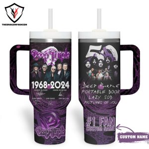 Personalized Deep Purple 1968-2024 Signature Tumbler With Handle And Straw