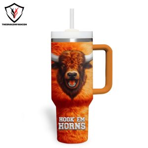 Texas Longhorns Hook Em Horns Tumbler With Handle And Straw