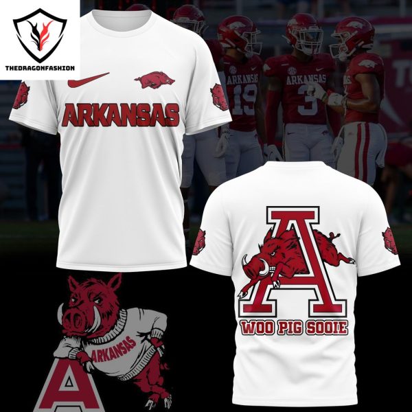 Arkansas Razorbacks Woo Pig Sooie 3D T-Shirt – White