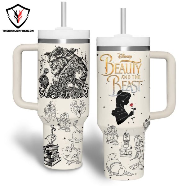 Beauty And The Beast Tumbler With Handle And Straw