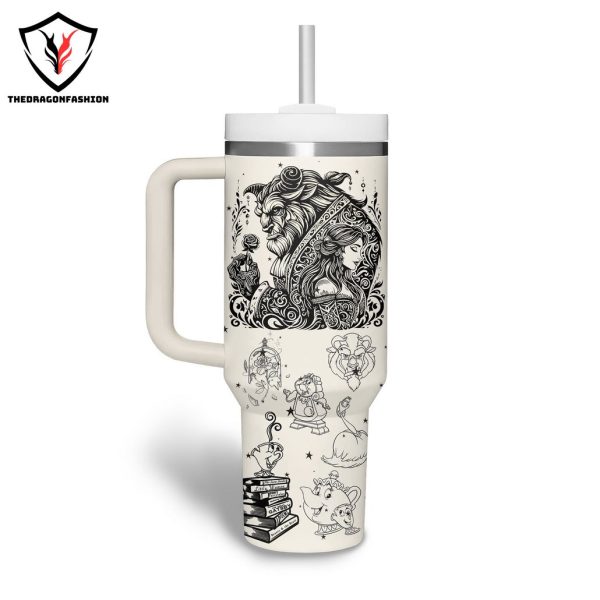 Beauty And The Beast Tumbler With Handle And Straw