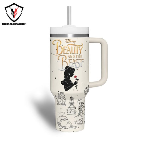 Beauty And The Beast Tumbler With Handle And Straw