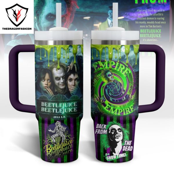 Beetlejuice Beetlejuice Back From The Dead Show Time Tumbler With Handle And Straw