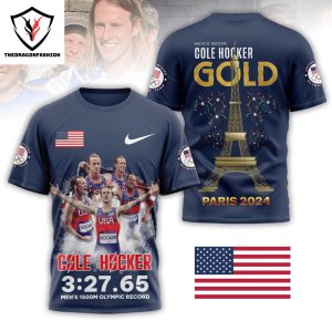 Cole Hocker Men 1500m Olympic Record – Gold Design 3D T-Shirt