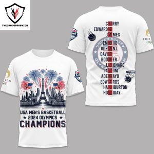 USA Basketball Olympics 2024 Champions Dream Team Design 3D T-Shirt – White