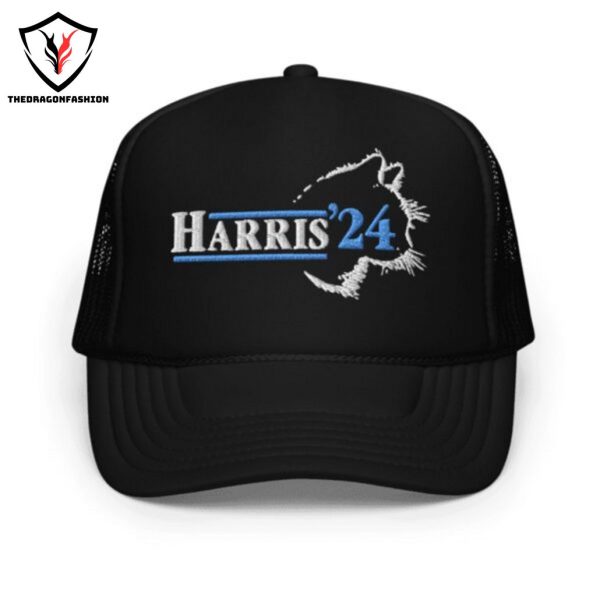 Childless Cat Women Kamala Cat Silhouette Harris 24 Foam Trucker Hat