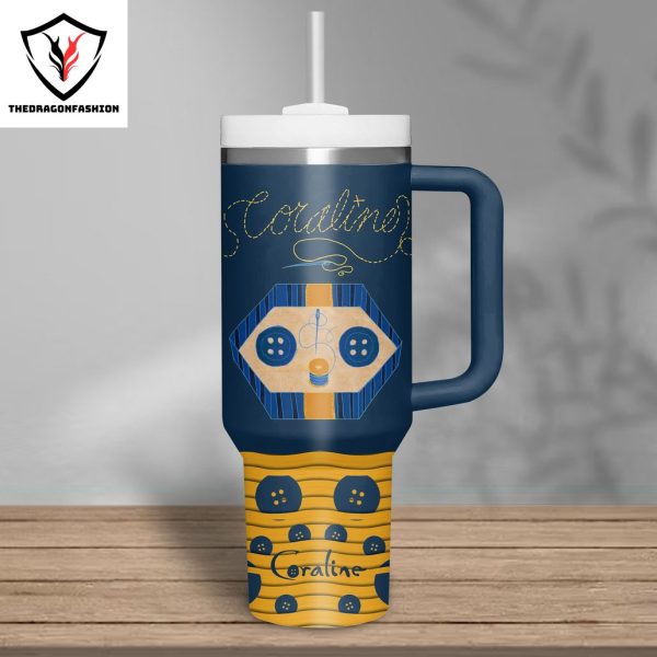 Coraline Be Careful What You Wish For Tumbler With Handle And Straw