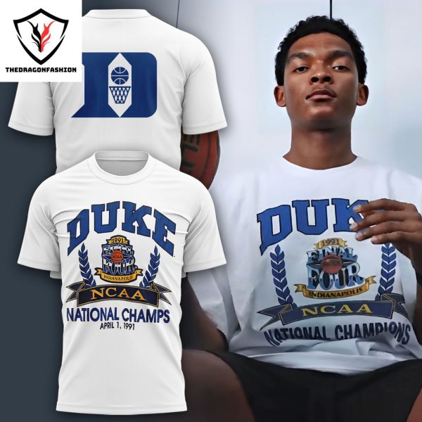 Duke Blue Devils Mens Basketball 1991 Champions 3D T-Shirt