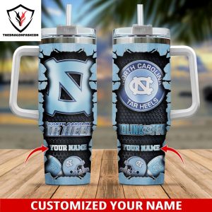 Personalized North Carolina Tar Heels Football Tumbler With Handle And Straw