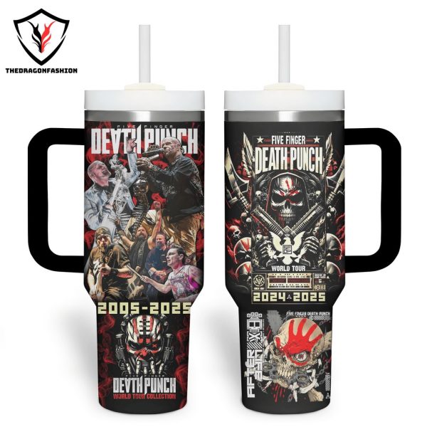 Five Finger Death Punch World Tour Collection 2024-2025 Tumbler With Handle And Straw