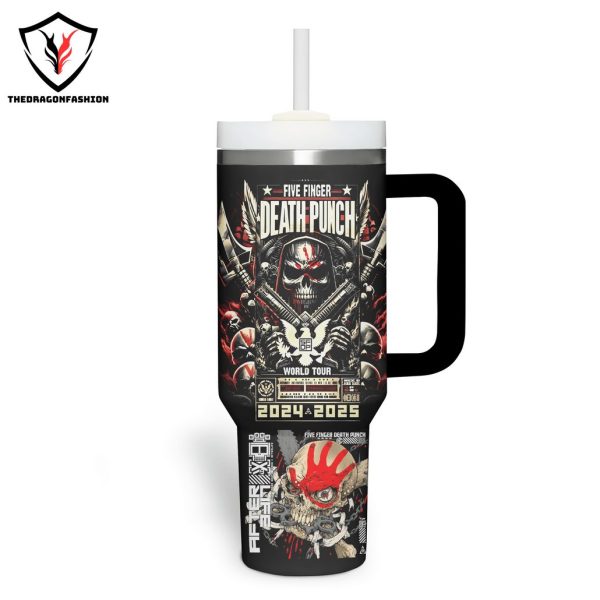 Five Finger Death Punch World Tour Collection 2024-2025 Tumbler With Handle And Straw