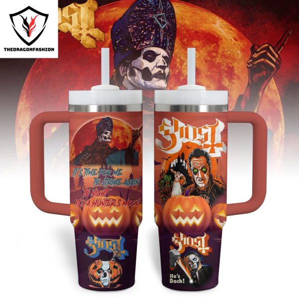 Ghost Band – He Back Tumbler With Handle And Straw