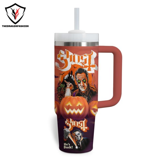 Ghost Band – He Back Tumbler With Handle And Straw