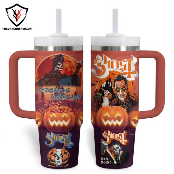 Ghost Band – He Back Tumbler With Handle And Straw