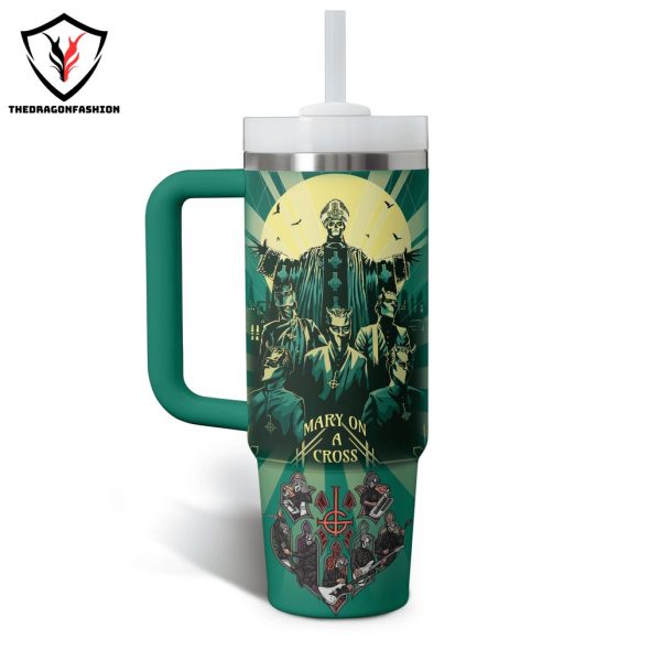 Ghost – Mary On A Cross Design Tumbler With Handle And Straw