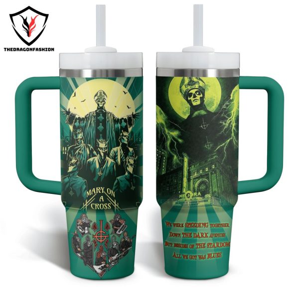 Ghost – Mary On A Cross Design Tumbler With Handle And Straw