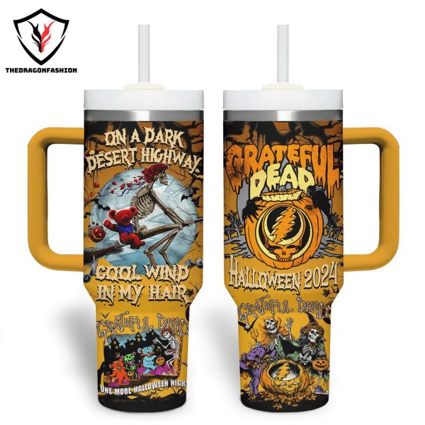 Grateful Dead Halloween 2024 – On A Dark Deser Highway Cool Wind In My Hair Tumbler With Handle And Straw