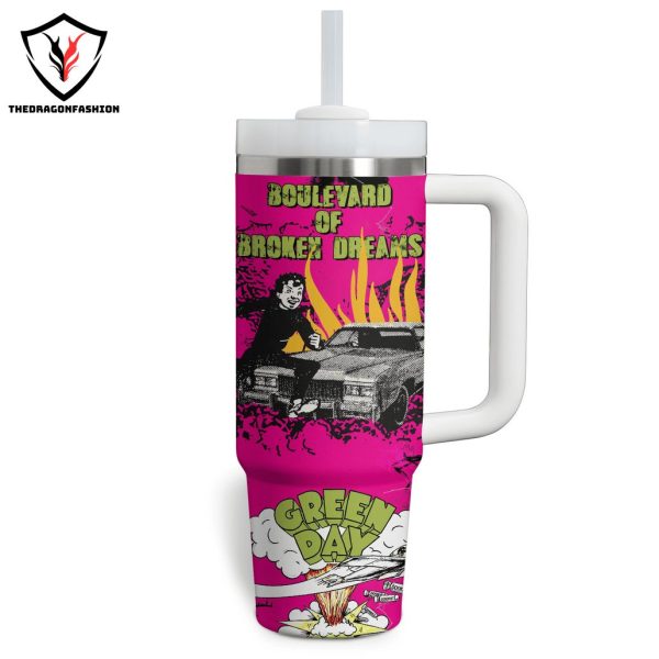 Green Day Boulevard Of Broken Dreams Tumbler With Handle And Straw