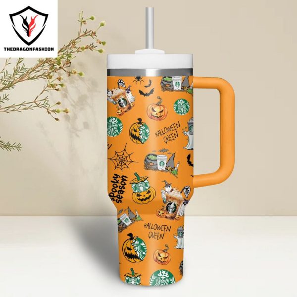 Happy Halloween Day Design Tumbler With Handle And Straw