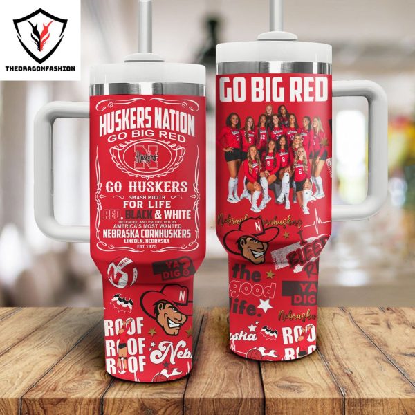 Huskers Nation Go Big Red Tumbler With Handle And Straw