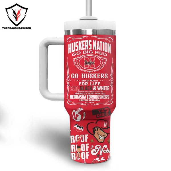 Huskers Nation Go Big Red Tumbler With Handle And Straw