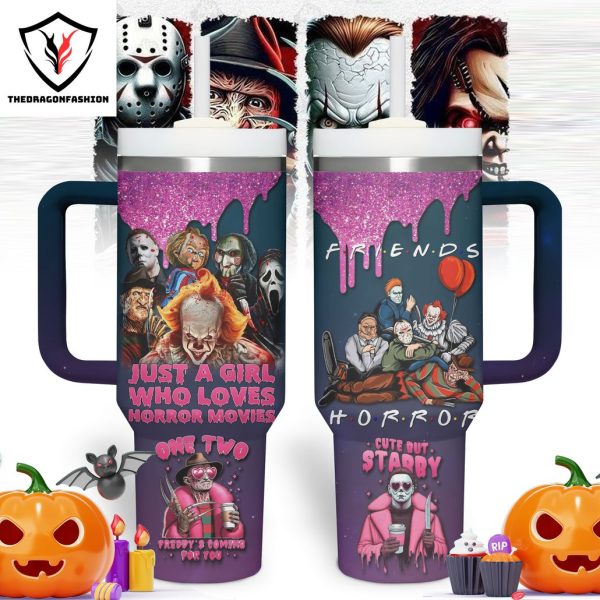 Just A Girl Who Loves Horror Movies Tumbler With Handle And Straw