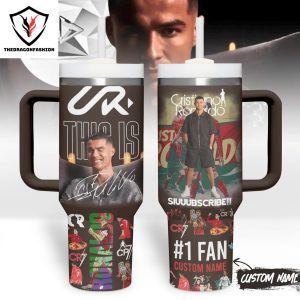 Personalized Cristiano Ronaldo Siuuubscribe Tumbler With Handle And Straw