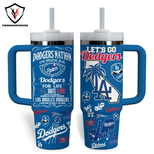 Let Go Dodgers Los Angeles Dodgers Baseball Design Tumbler With Handle And Straw