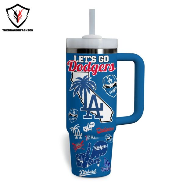 Let Go Dodgers Los Angeles Dodgers Baseball Design Tumbler With Handle And Straw