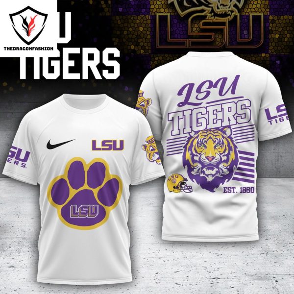 LSU Tigers Est 1860 Design 3D T-Shirt -White