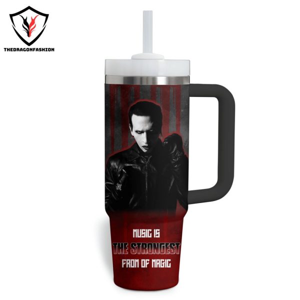 Marilyn Manson – People Drink To Numb The Pain And Suffering Tumbler With Handle And Straw