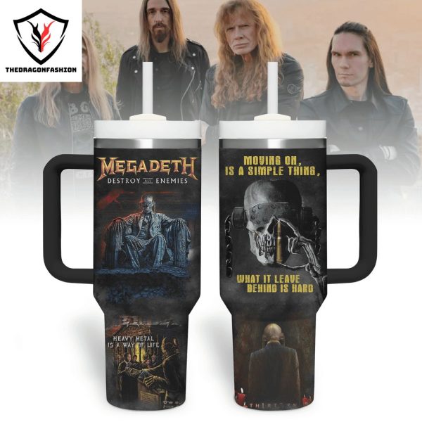 Megadeth Destroy All Enemies – Heavy Metal Is A Way Of Life Tumbler With Handle And Straw